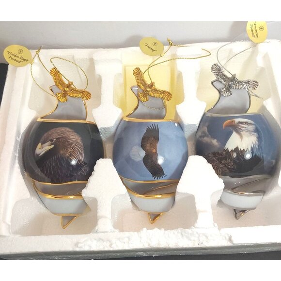 "On Eagle's Wings" Set of 3 Christmas Ornaments from Bradford Exchange from 2002 - Picture 1 of 12